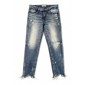 Moussy Distressed Raw-Hem Ankle Crop Jeans Sz 27